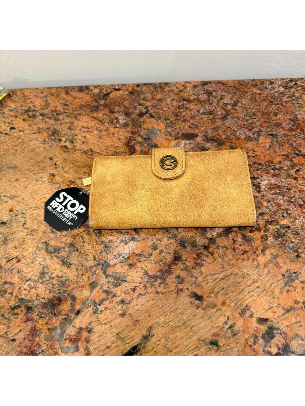 Tan Suede KR Kim Rogers Wallet